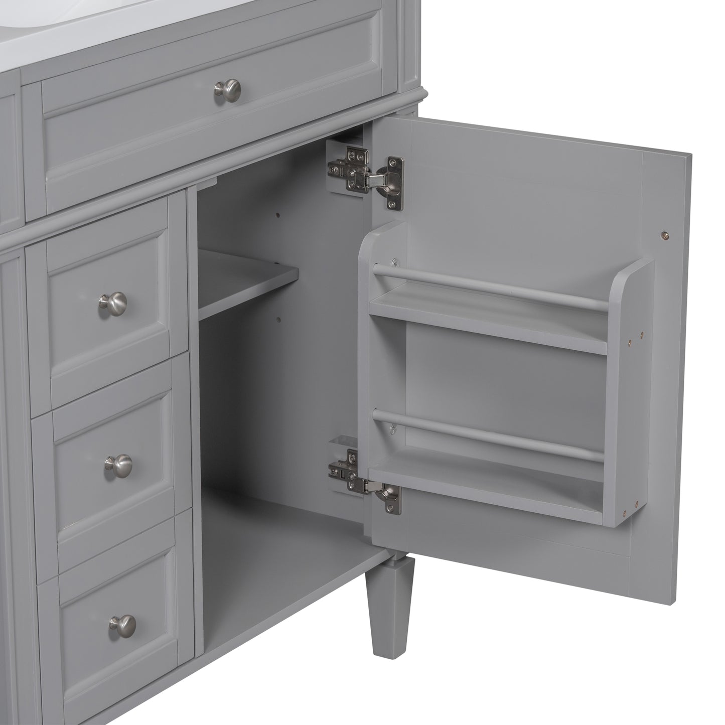 30'' Modern Bathroom Vanity with Sink & 3 Drawers - Grey