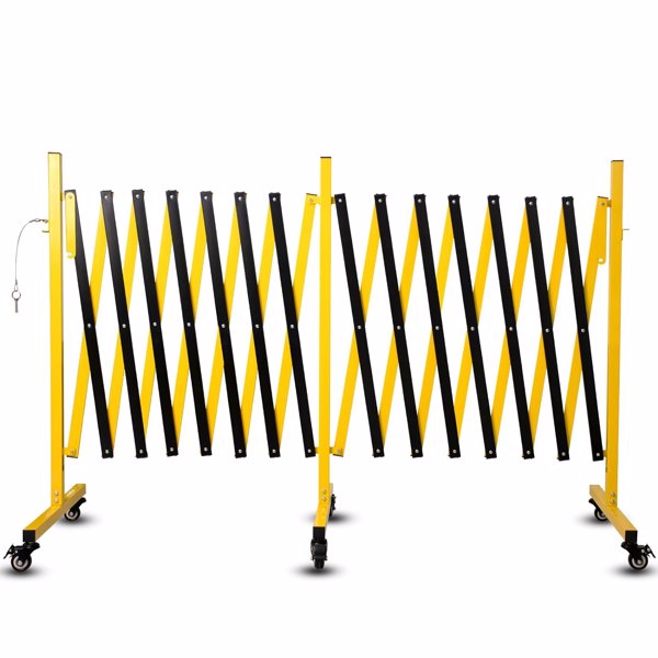 23FT Expandable Metal Barricade with Casters - Traffic & Security Gate for Construction & Outdoor Use