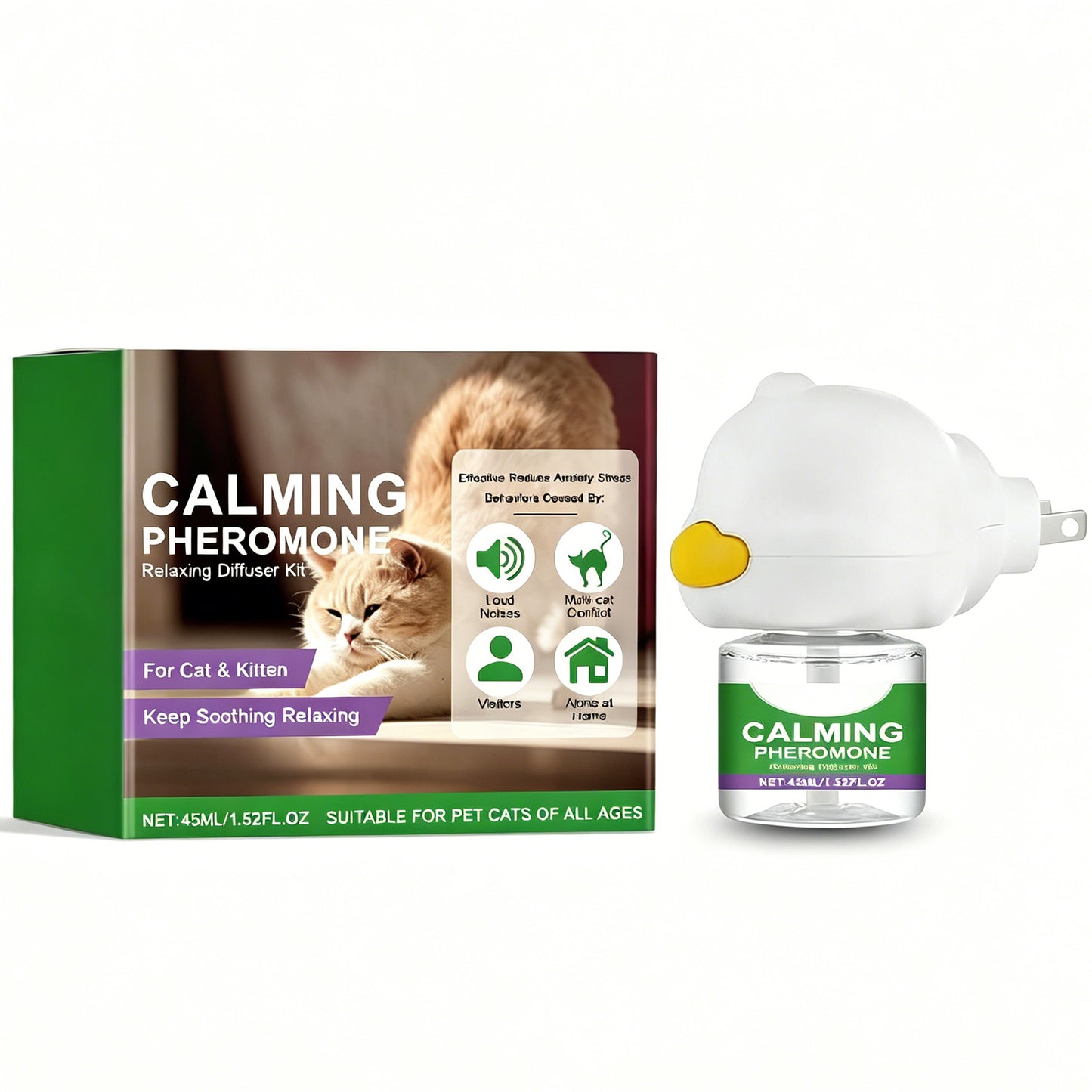 Cat Calming Pheromone Diffuser Kit 45ml Stress Relief for Anxious Cats