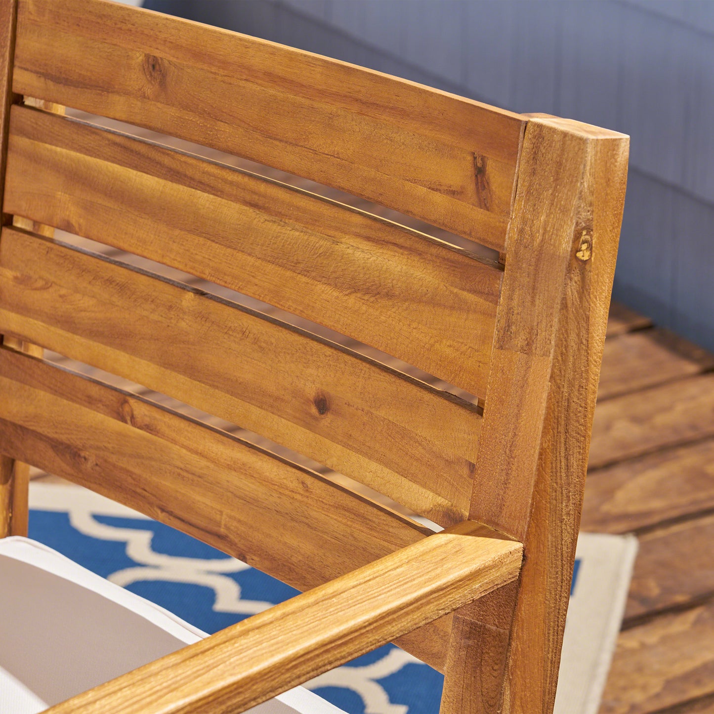 Outdoor Dining Chair Set of 2 - Sandblast Natural with Beige Cushion
