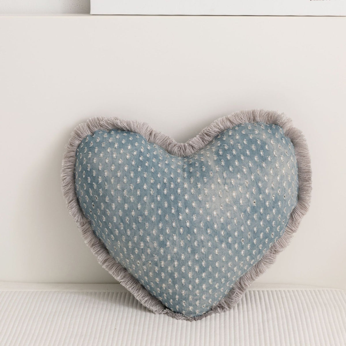Denim Tassel Pillow Cover - Solid Color Home Decor Throw Pillow