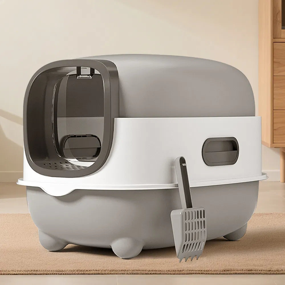 High-Capacity Enclosed Cat Litter Box with Odor Lock & Scratch-Resistant Finish, Large Size for US Homes