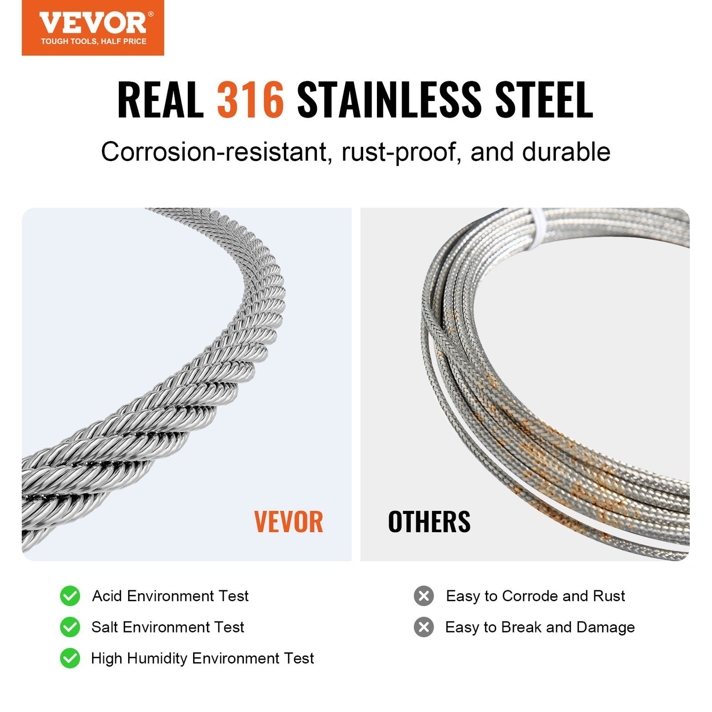 Stainless Steel Cable Rope 1/8 Inch 7x7 Braided Wire Rope 1000 Ft for Garden & Railing
