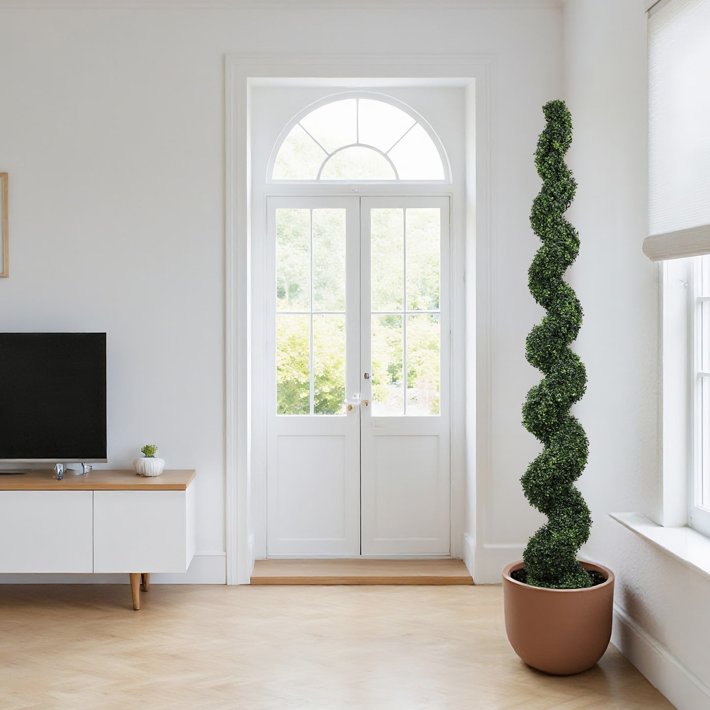 7FT Artificial Spiral Topiary Tree - Green Potted Plant