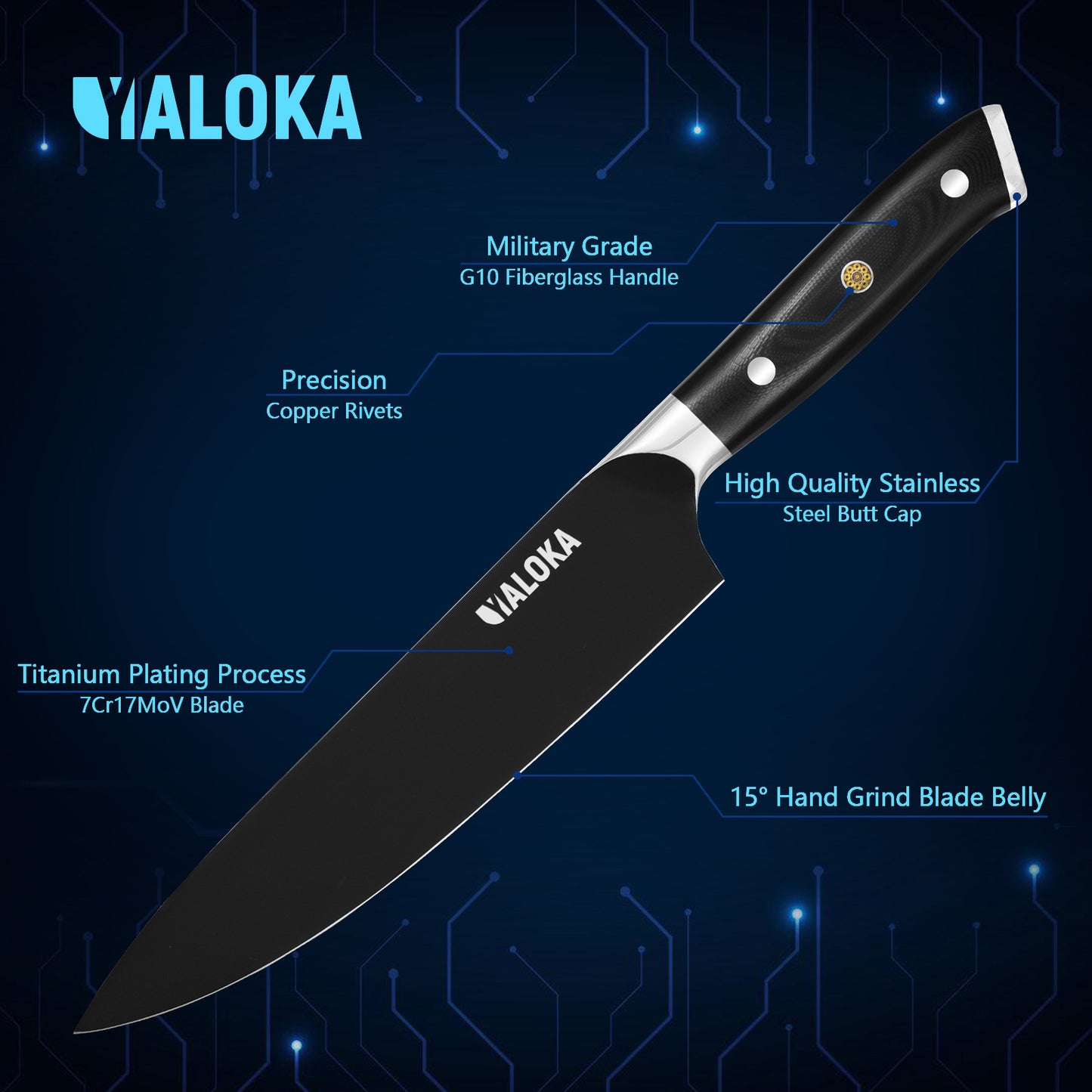 Professional 8 Inch Chef Knife - High Carbon Steel, G10 Handle