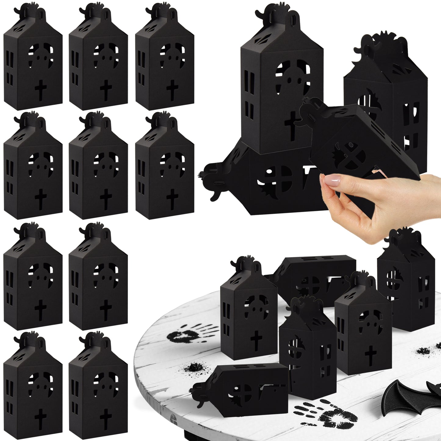 20 Halloween Candy Boxes - Black Paper Party Supplies