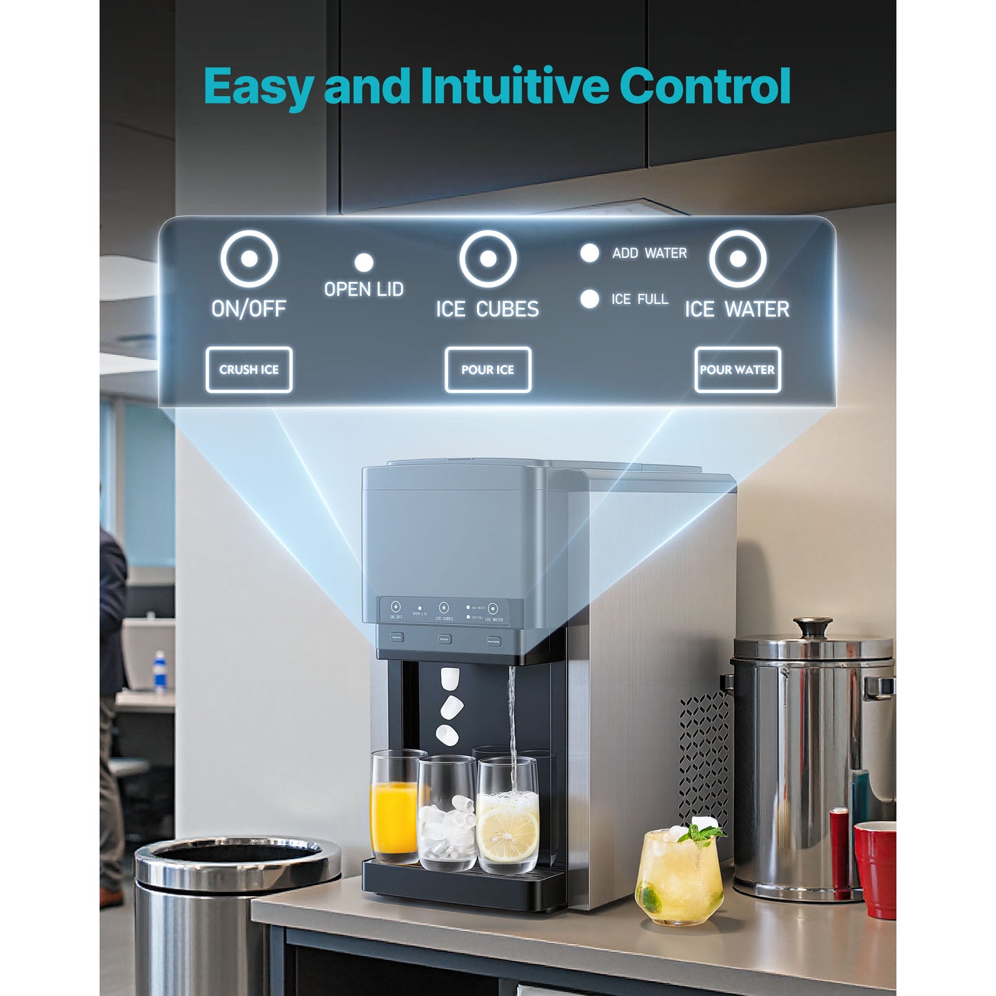 Countertop Ice Maker with Water Dispenser and Ice Storage – Fast 7-Minute Ice, 35L Capacity