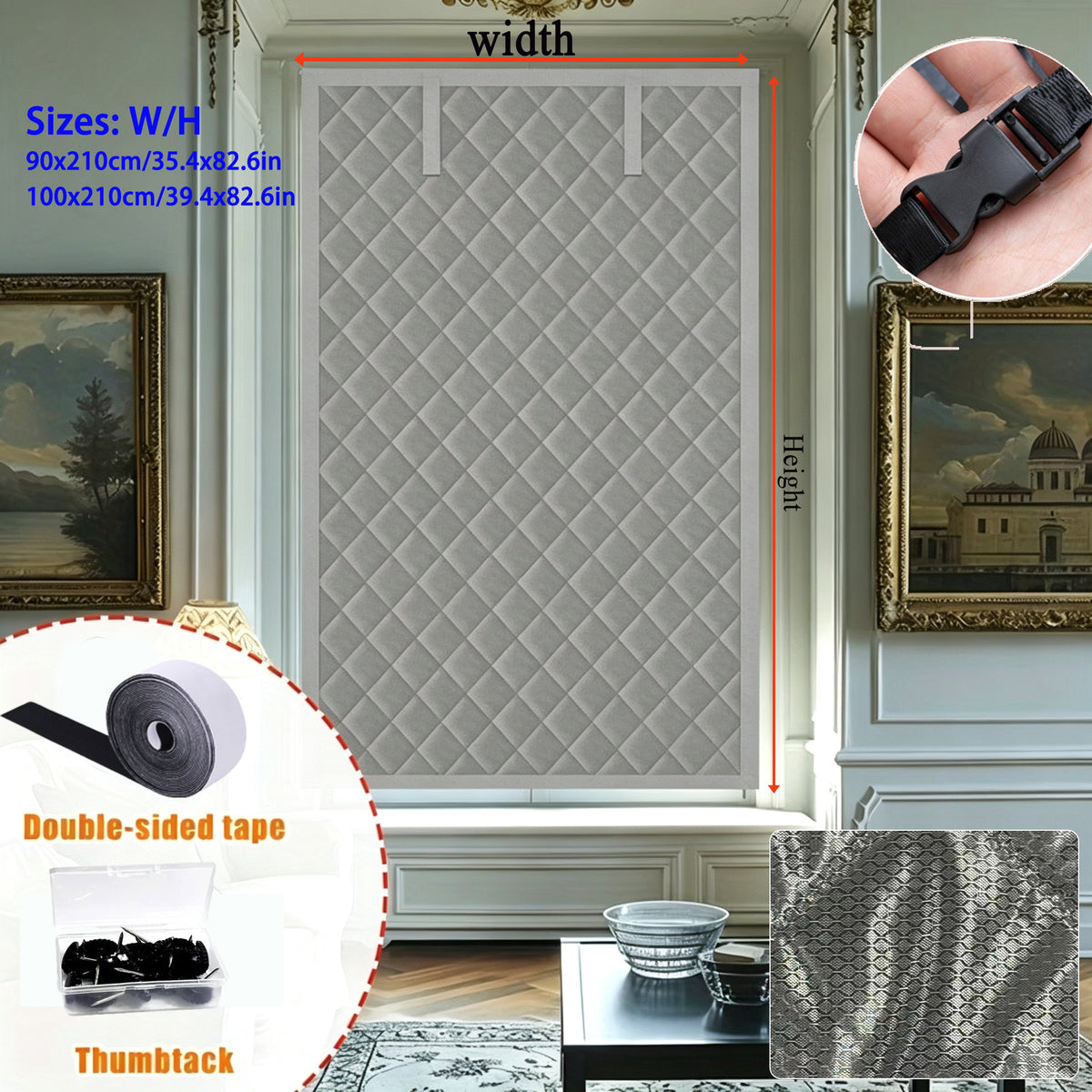 Magnetic Thermal Insulated Door Curtain - Windproof & Cold Block for Winter Home & Balcony