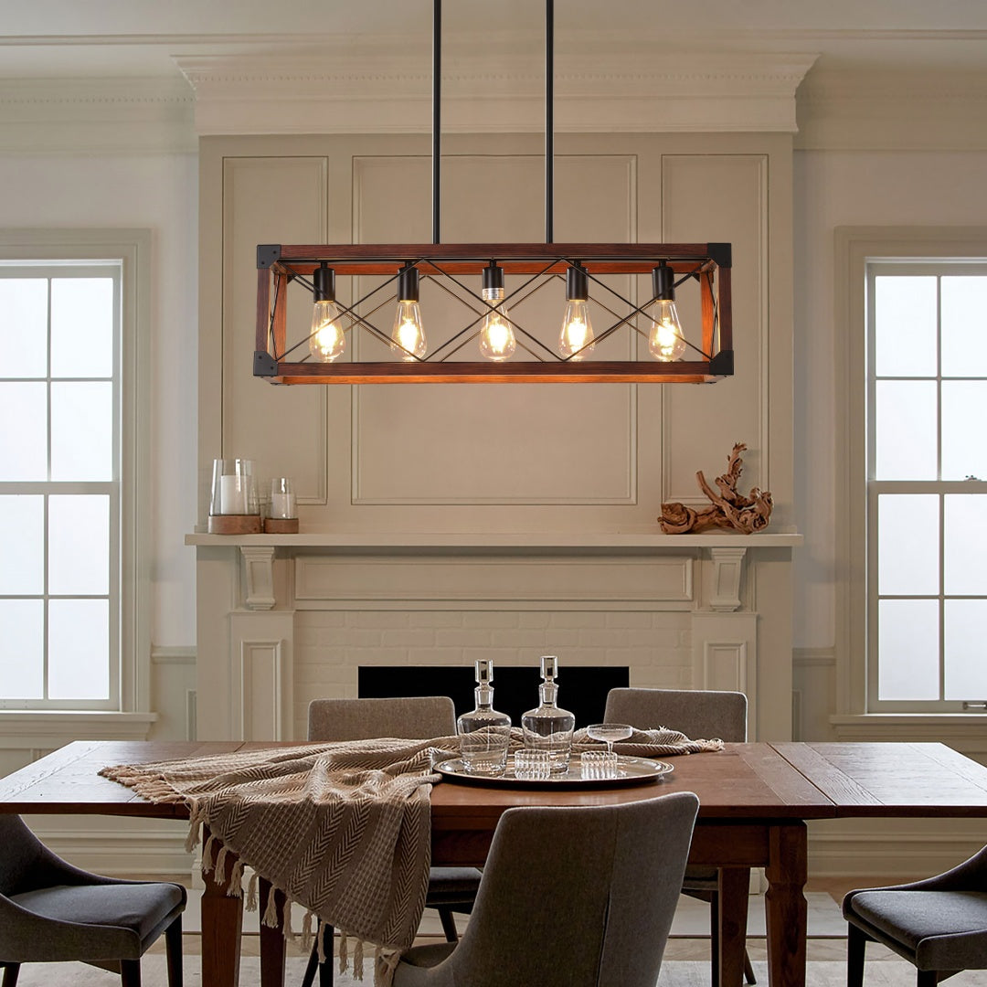 32-inch Redwood Industrial Farmhouse Pendant Light Chandelier