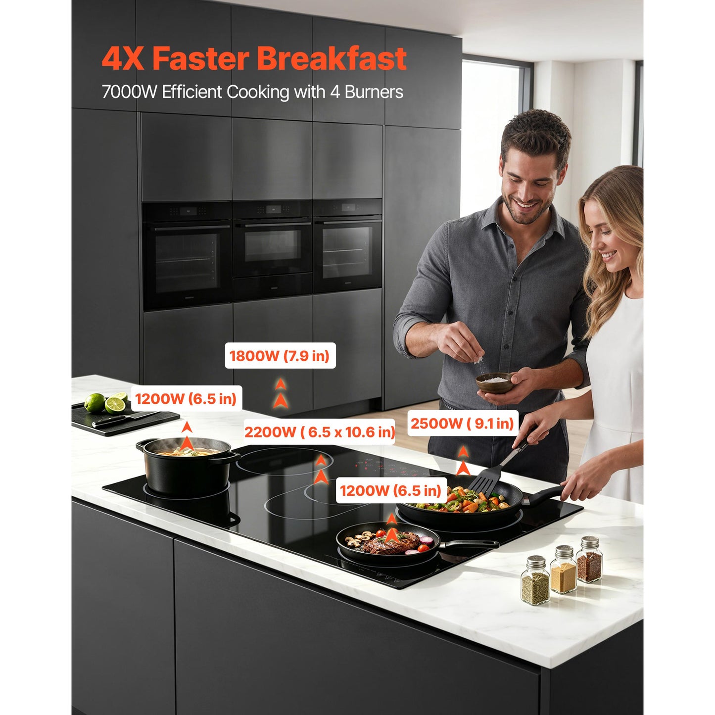 30-Inch 5-Burner Electric Cooktop 8900W Ceramic Built-In Stove with Touch Control, Timer & Child Lock