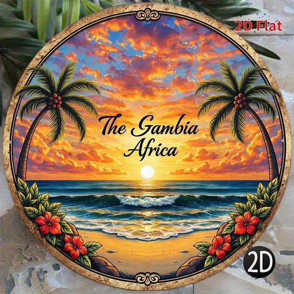Vintage African Gambian Sunset Beach Wall Sign - 20 cm