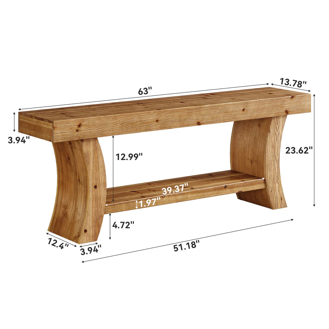 Farmhouse Console Table with Two-Tier Storage - Brown