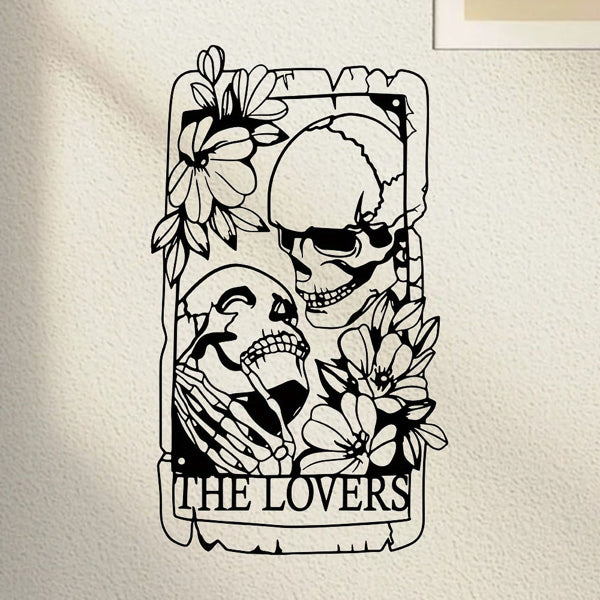 Gothic Skeleton Lovers Tarot Wall Art - Dark Aesthetic Decor
