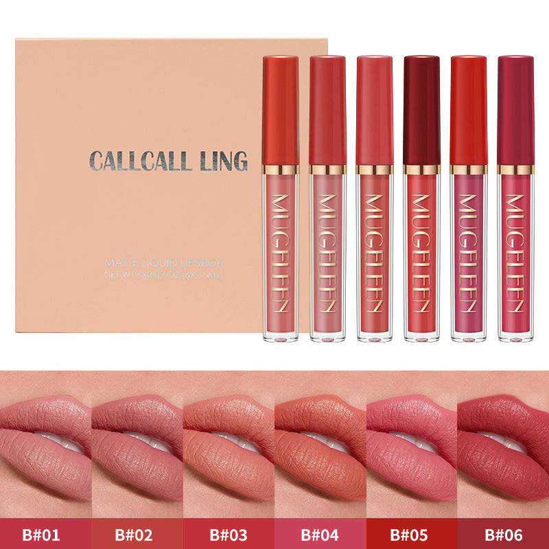 6-Piece Velvet Matte Liquid Lipstick Set - Long-Lasting Waterproof Lip Color