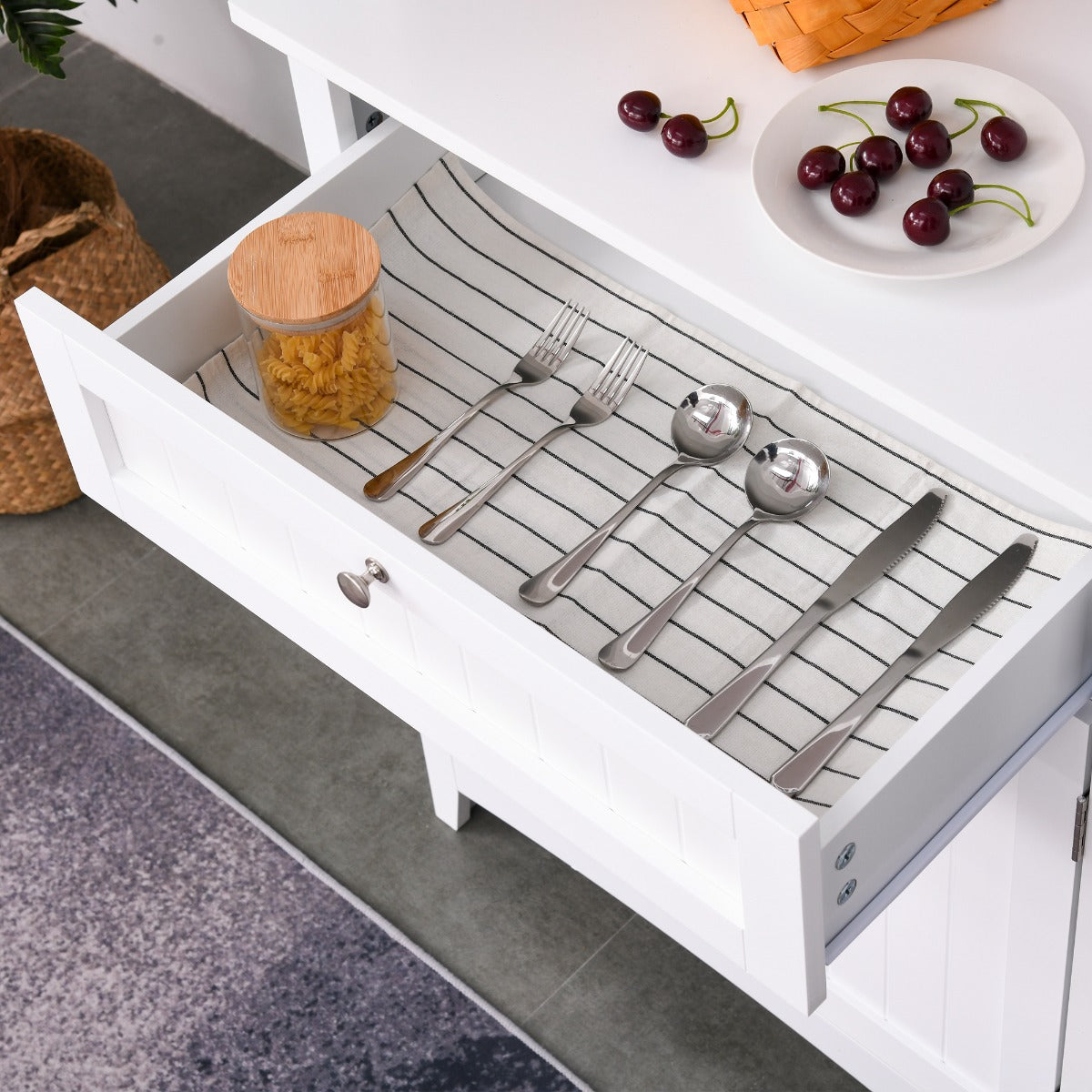 Freestanding Kitchen Buffet Hutch Cabinet - White Storage Pantry
