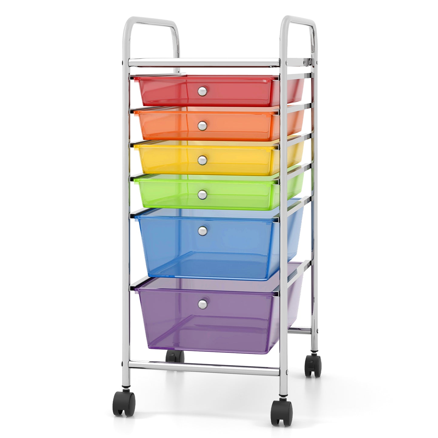 6-Drawer Rolling Storage Cart Organizer - Transparent Multicolor
