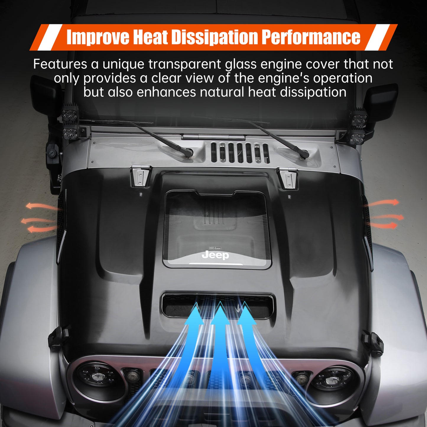 Replacement Hood Vented Heat Dispersion For 2007-2017 Wrangler JK JKU
