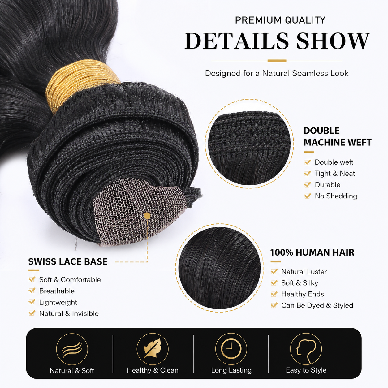 24-Inch Body Wave Human Hair Bundles - Virgin Remy Hair Weave