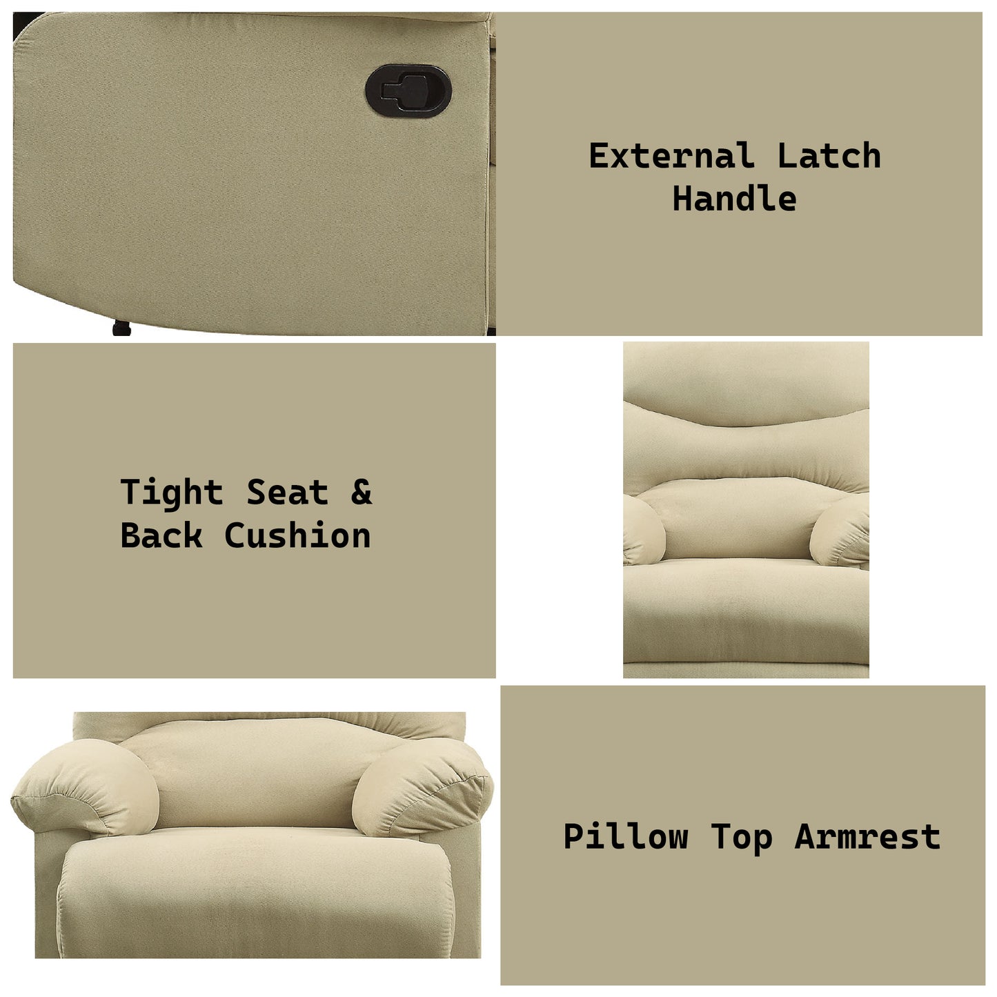 Beige Microfiber Motion Recliner - Comfortable & Stylish Design