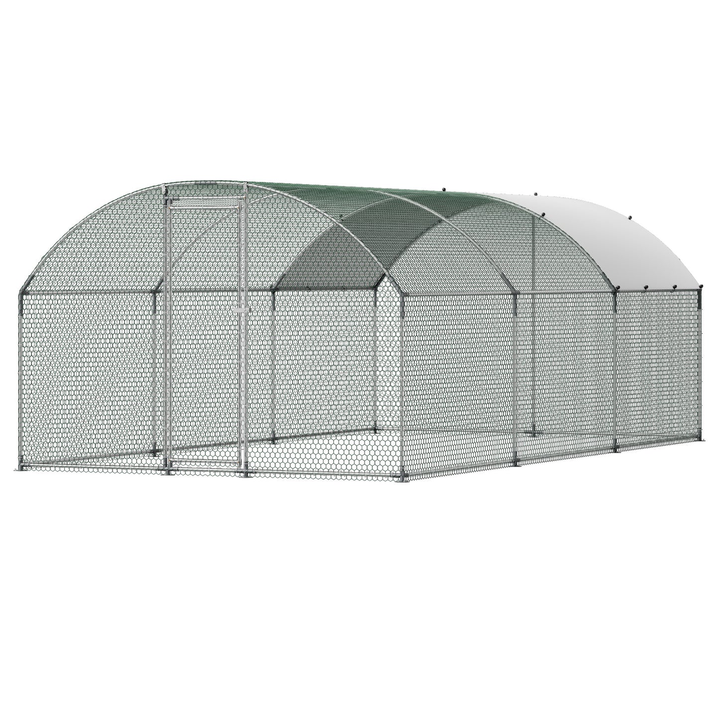 Large Metal Chicken Coop with Waterproof Cover & Dome Roof - Outdoor Poultry Pen for Backyard Farm