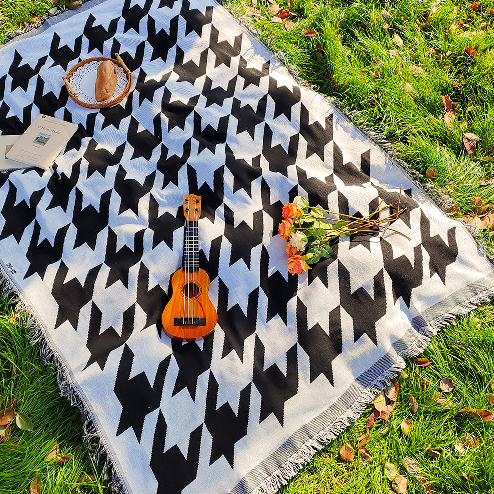 Bohemian Outdoor Camping Rug - Knitted Chenille Picnic Mat for Garden & Patio