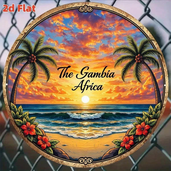 Vintage African Gambian Sunset Beach Wall Sign - 20 cm
