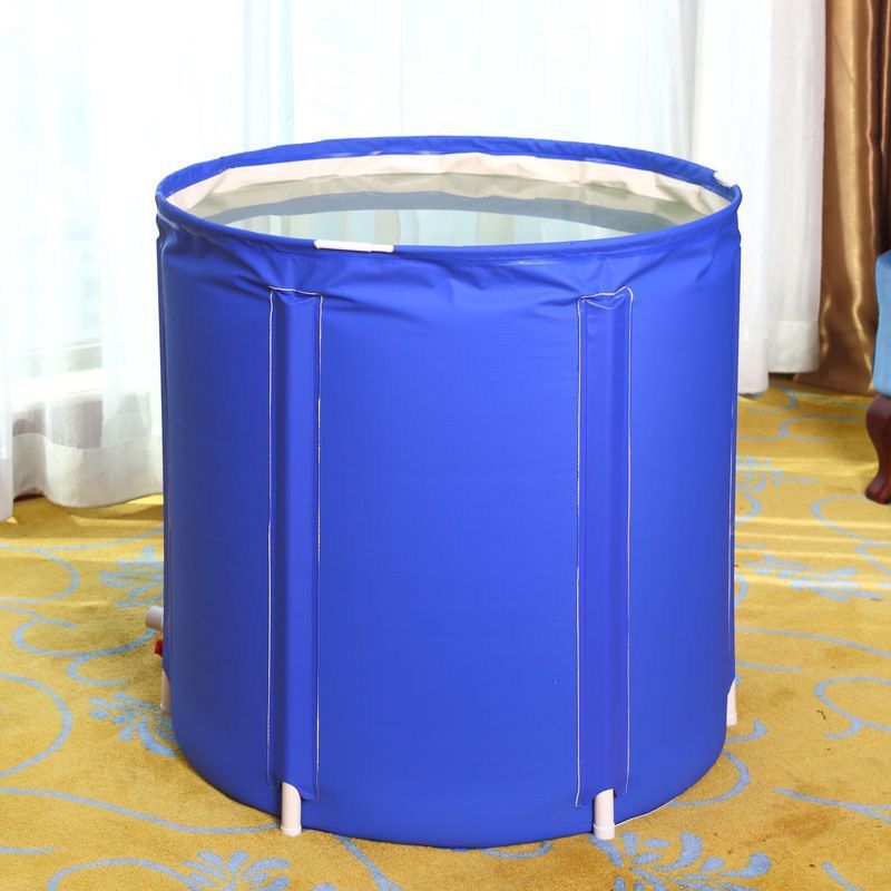 Folding Blue Starry Sky Bath Bucket - Inflatable Nylon Bathroom Storage