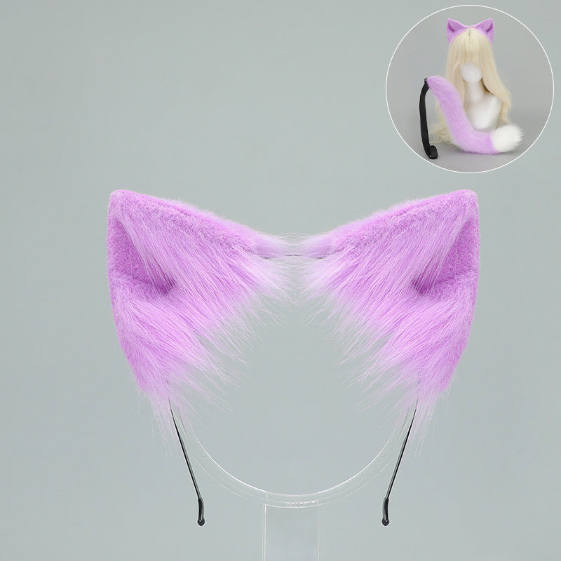 Cat Ear Headband and Tail Set - Plush, Trendy Cat Costume Accessory