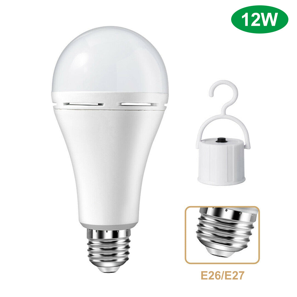 12W Rechargeable LED Emergency Floodlight Bulb - White, 700-1200 Lumens