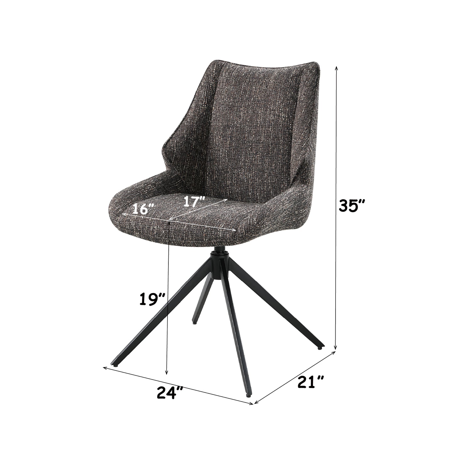 Malika Brown Gray Chenille Swivel Side Chair - Set of 2