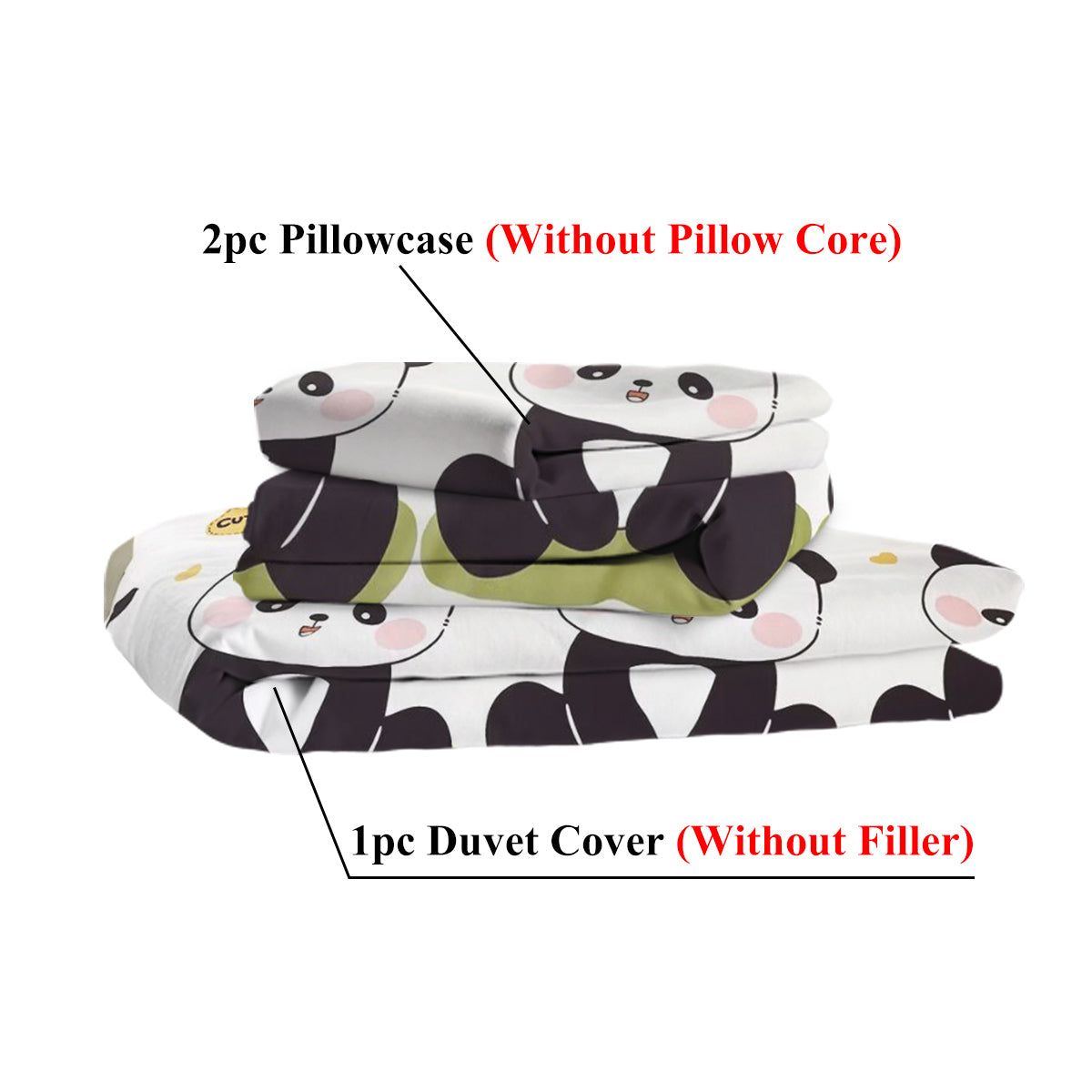 Cute Panda Bedding Set for Kids & Bedroom Decor - Soft Microfiber Comforter Cover