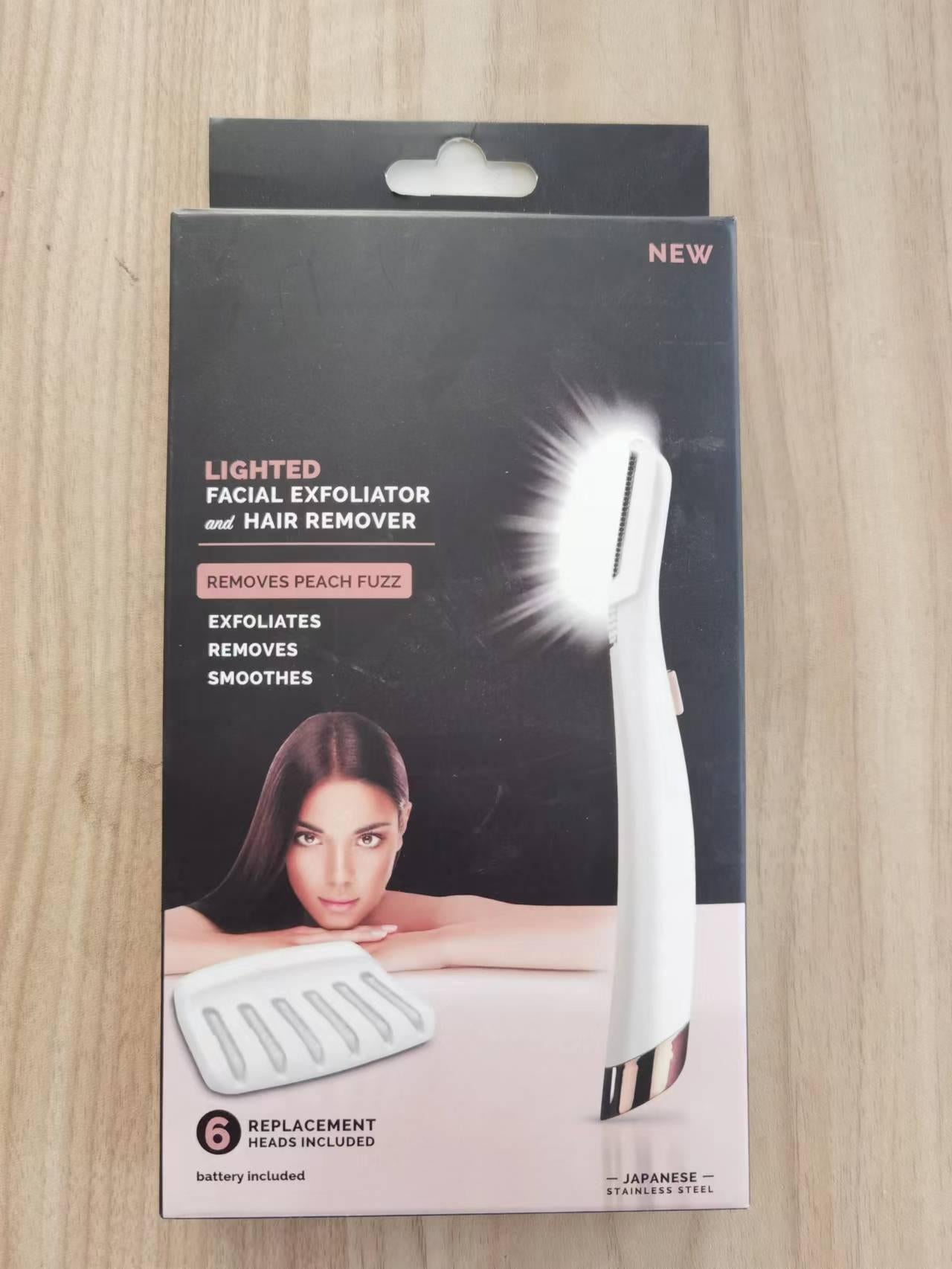 2-in-1 Electric Facial Hair Remover and Eyebrow Trimmer with LED Light - White