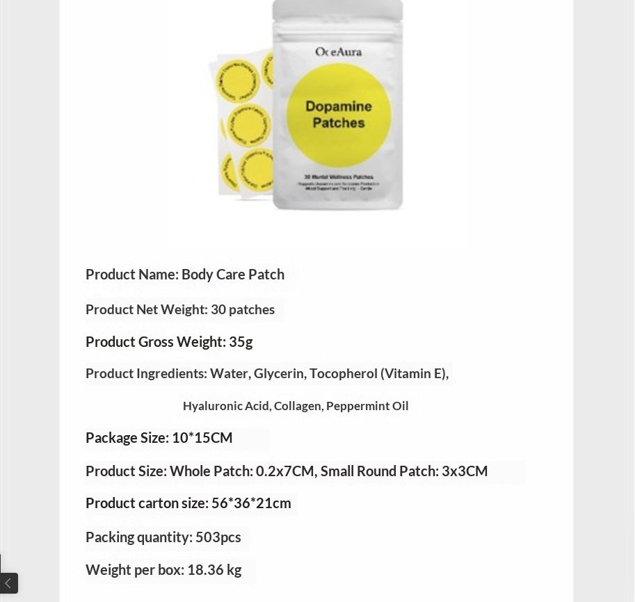 Body Care Patch - Moisturizing & Nourishing Skin