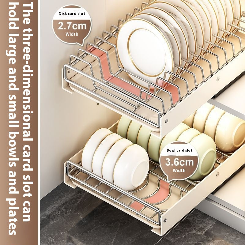 Large Stainless Steel Kitchen Bowl & Dish Storage Rack for Cabinets
