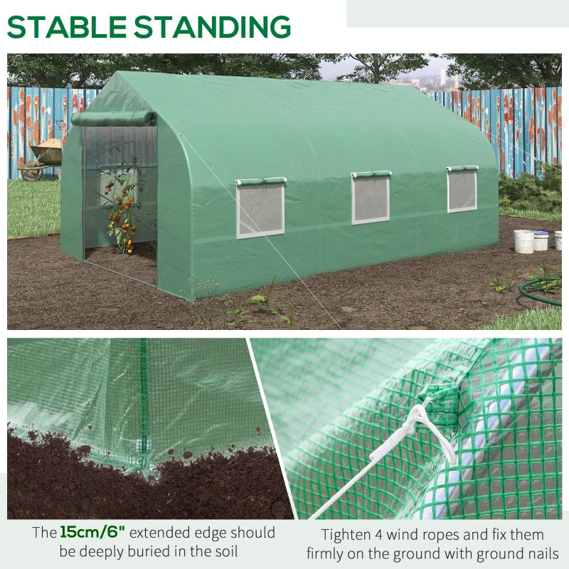 Outdoor Walk-In Tunnel Greenhouse with Windows - Greenhouse Garden Tool