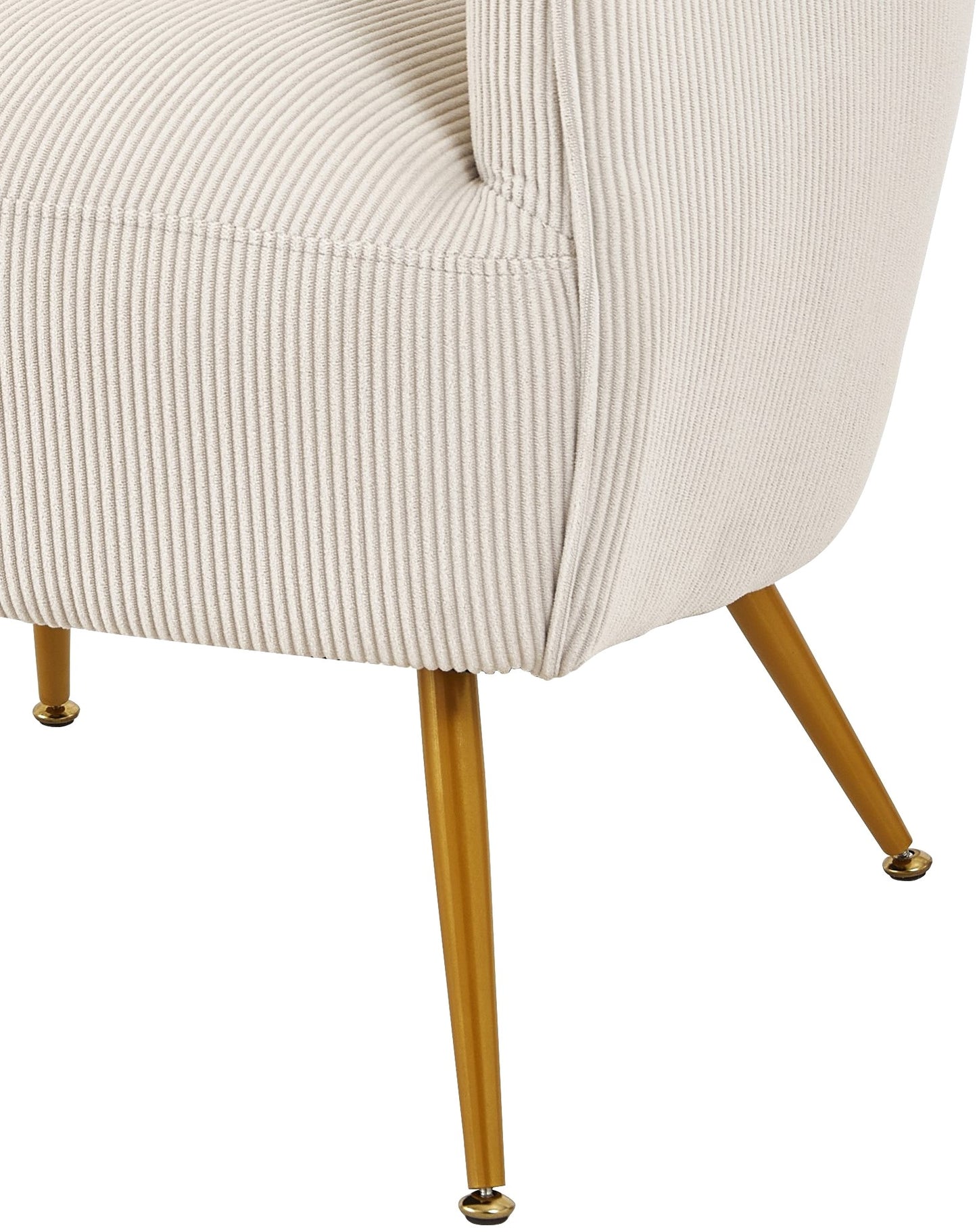 Corduroy Accent Chair With Gold Metal Legs, Modern Upholstered