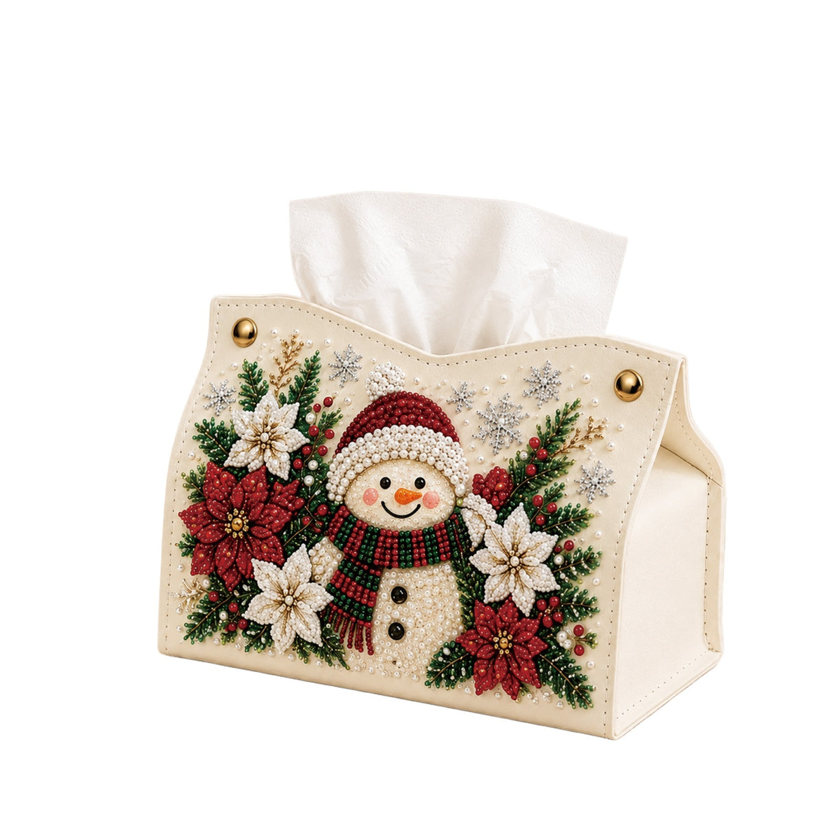 3D Diamond Christmas Tissue Box PU Leather Home Decor