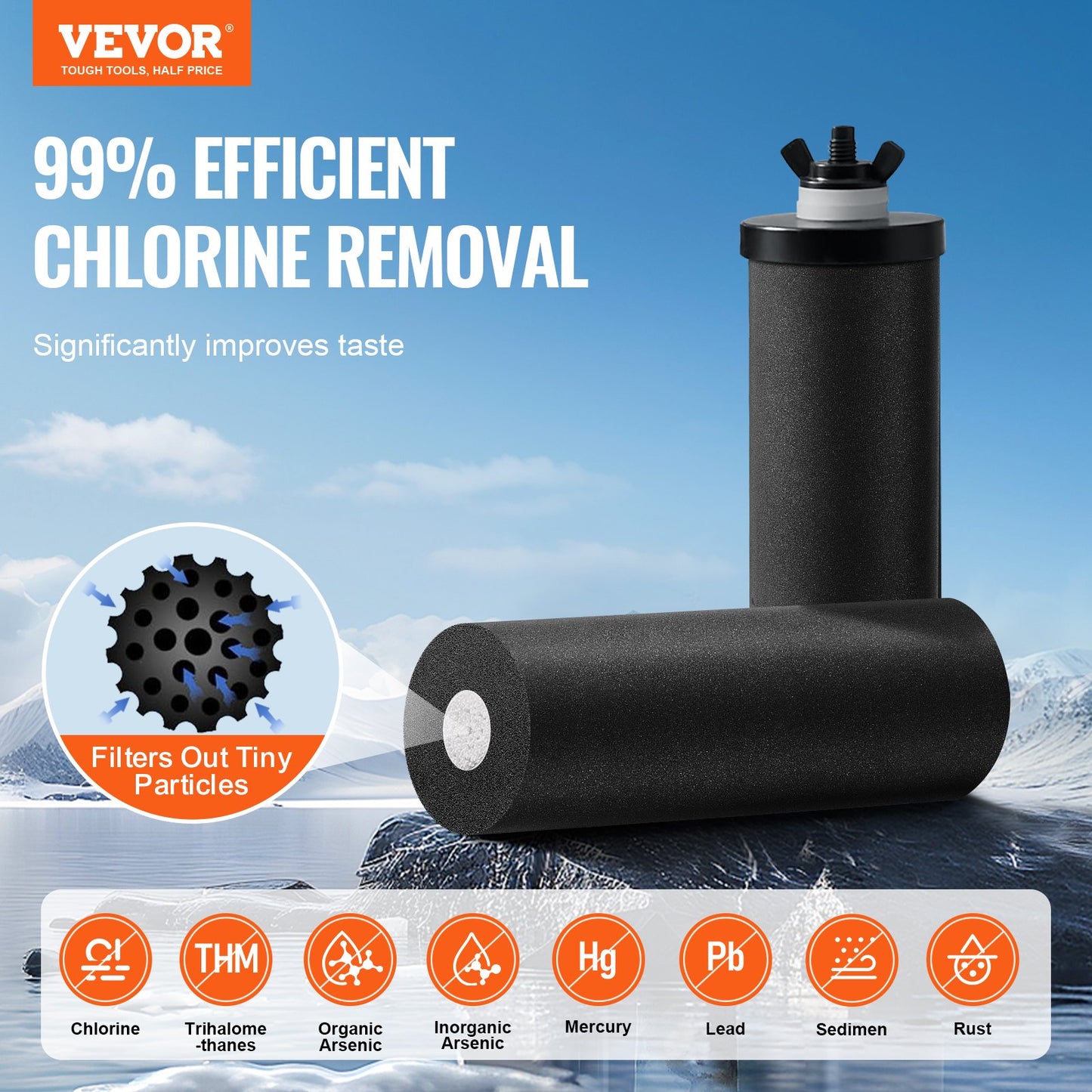 Gravity-Fed Water Filter System - Stainless Steel, 2 Filters