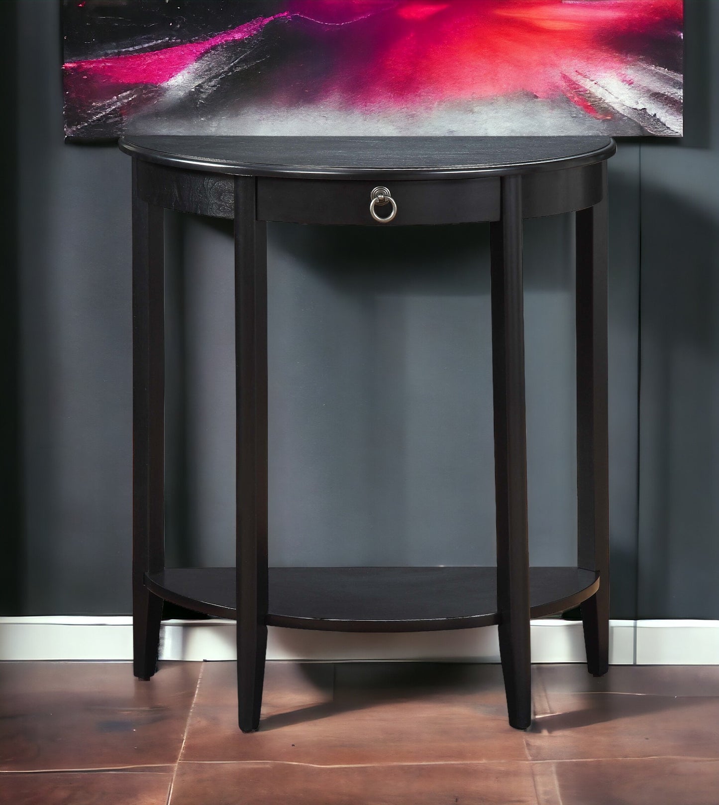 Justino II Black Finish Console Table - Synthetic Wood