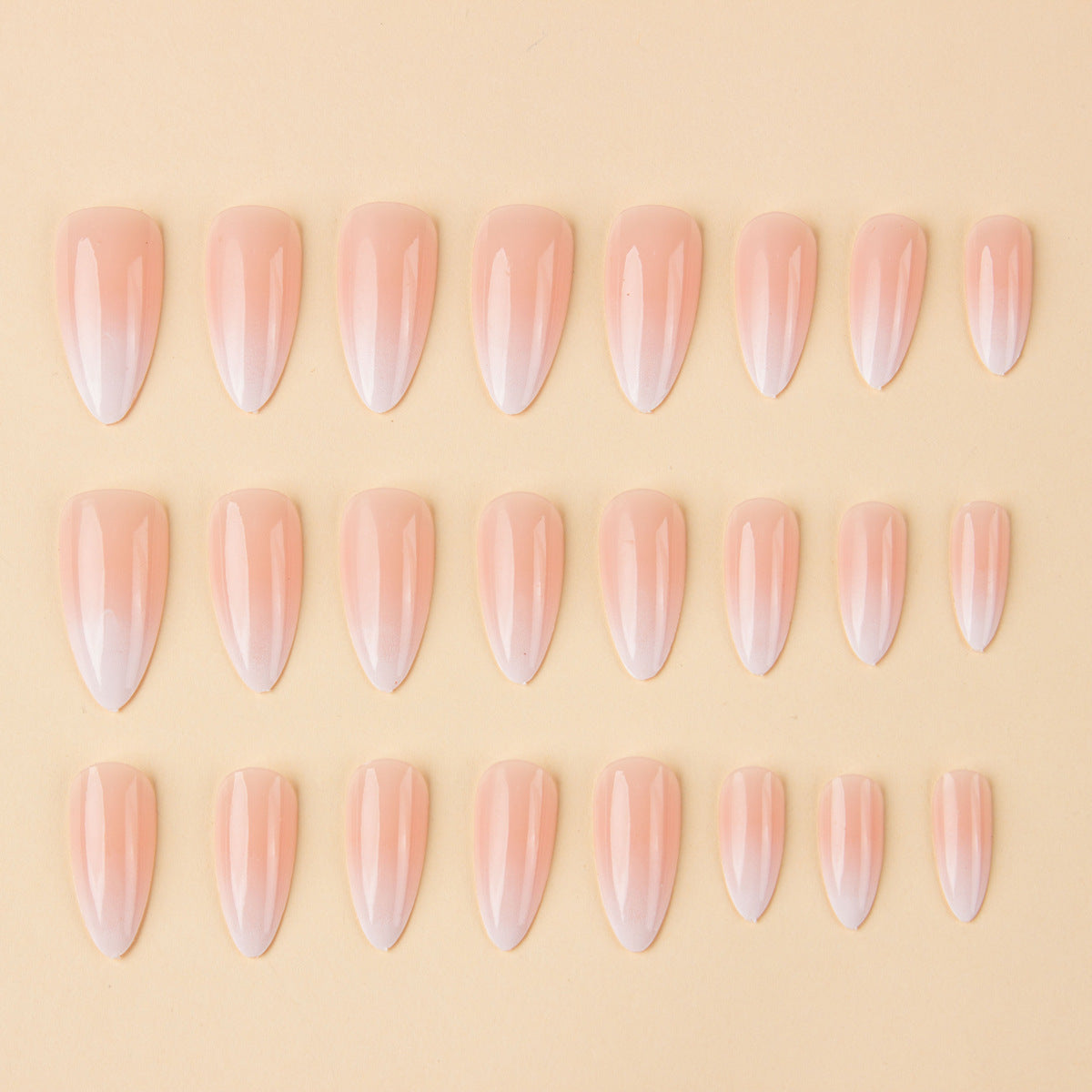 Almond Nail Stickers Set with Gradient Design and Jelly Glue - 24 Strips
