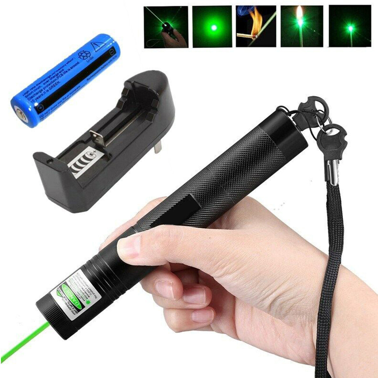 High Power Green Laser Pointer Pen Light - USB Rechargeable, 532nm
