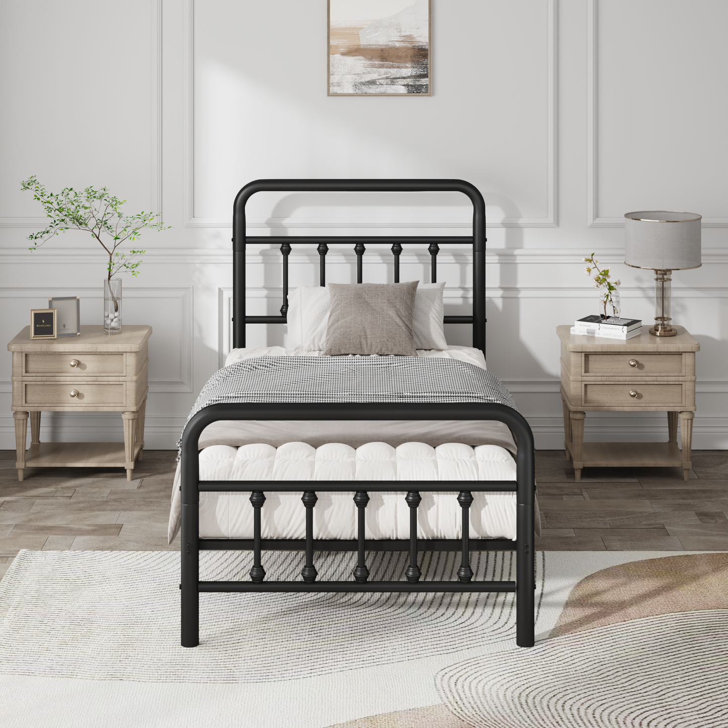 Twin Metal Bed Frame with Headboard - Black, Under Bed Storage