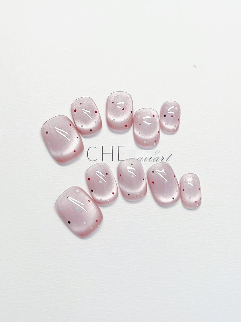 Handmade Wearable Nail Sticker Set - Polka Dot Short Nail Art Kit
