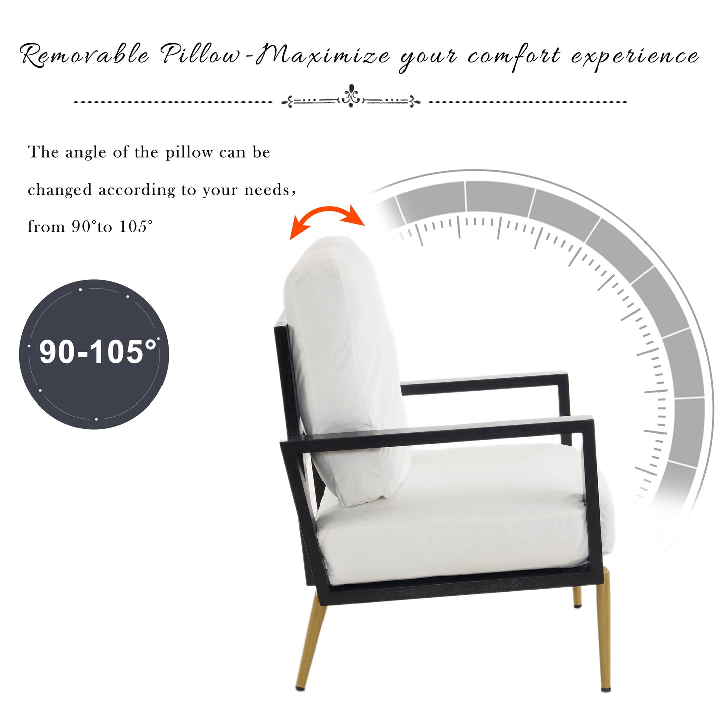 Upholstered Velvet Accent Chair with Solid Wood Frame - White