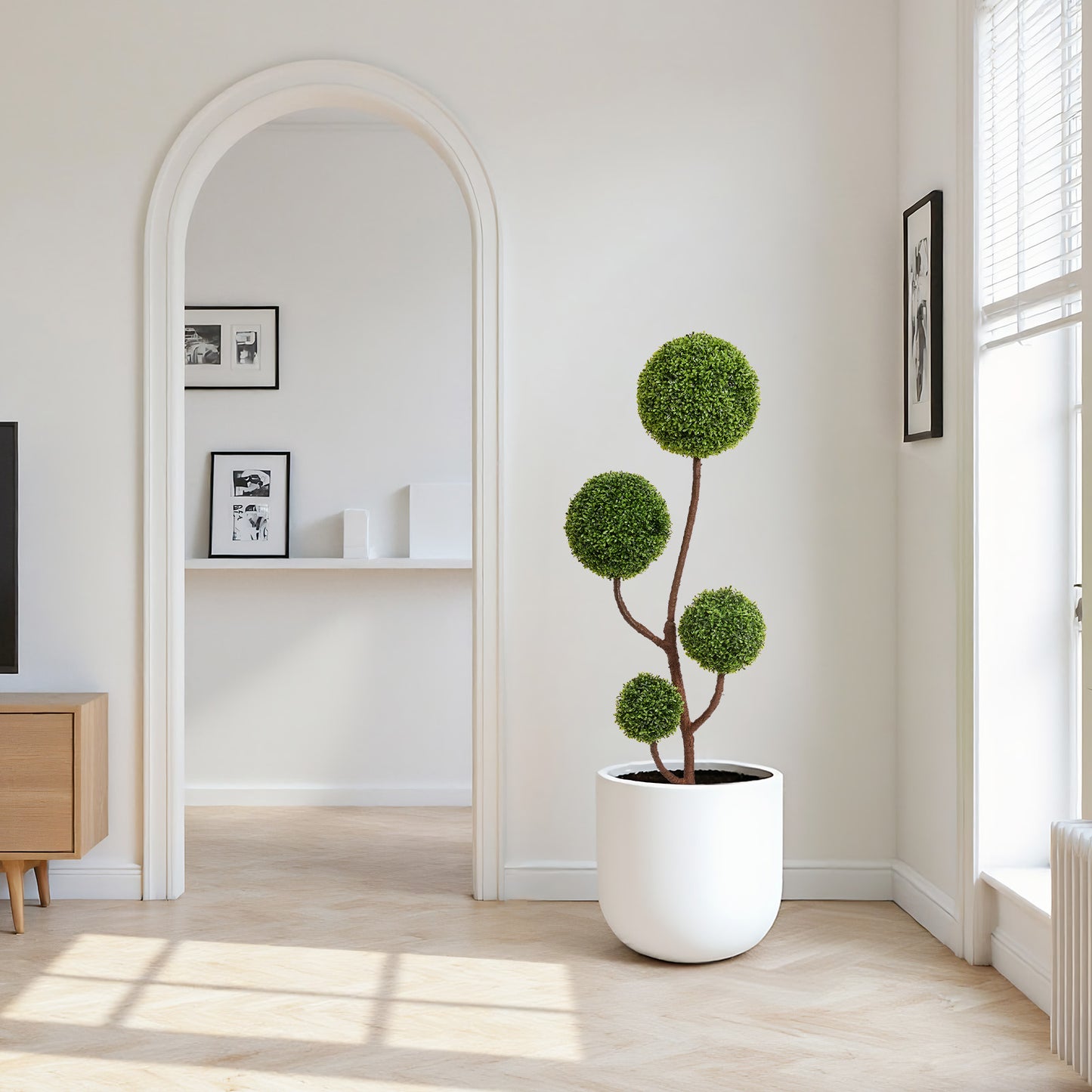 5FT Artificial Boxwood Topiary Tree - Triple Ball Shaped Faux Plant