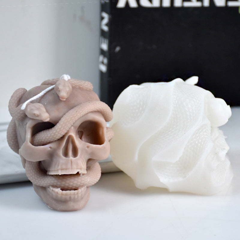 Skull Candle Mold Silicone DIY Halloween Decoration, Plaster Craft