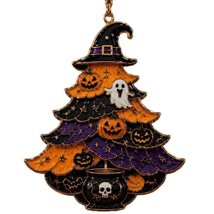 Halloween Christmas Tree Acrylic Decorations Set - Festive Holiday Ornaments