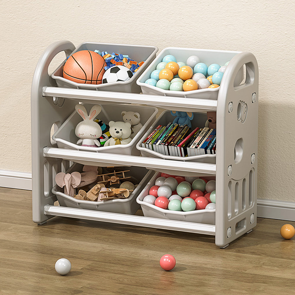 Kids Toy Storage Organizer with 6 Bins - Grey