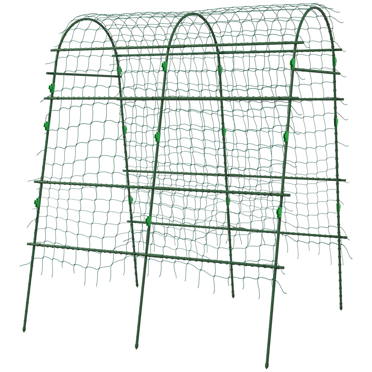 Metal Garden Trellis with Climbing Net - Outdoor Support for Vines, 57x66x81 Inches, Green