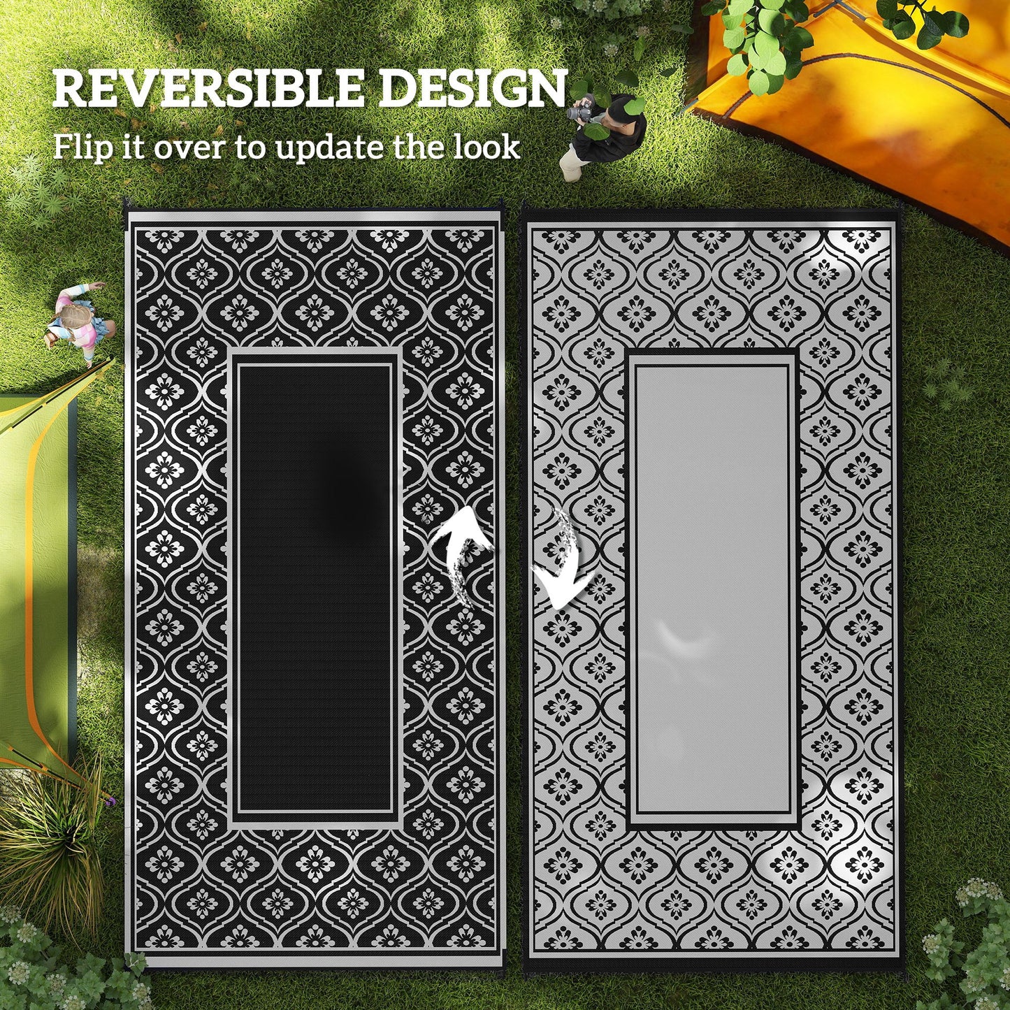 Reversible Waterproof Outdoor Rug with Carry Bag - 9' x 18'